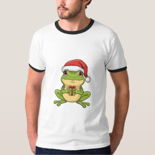 Camiseta Rana Navideña Adorable con Sombrero de Santa Soste