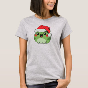 Camiseta Rana Navideña Adorable Gorro de Santa Navidad Rega