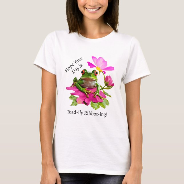 Camiseta Rana o bollo de toad en flores rosas (Anverso)