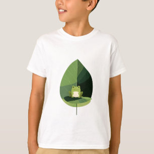 Camiseta Rana Pequeña Posada en Hoja Verde Niños