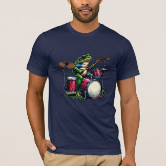 Camiseta Rana Personalizado divertida tocando los tambores