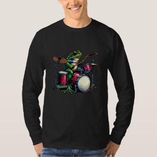 Camiseta Rana Personalizado divertida tocando los tambores