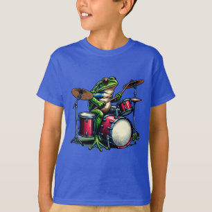 Camiseta Rana Personalizado divertida tocando los tambores