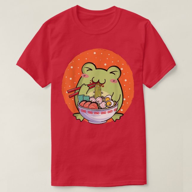 Camiseta Rana Ramen Kawaii Rana Comer fideos de rana Ramen  (Diseño del anverso)