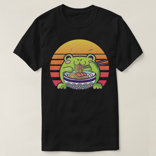 Camiseta Rana Retro Cute Ramen  (Diseño del anverso)