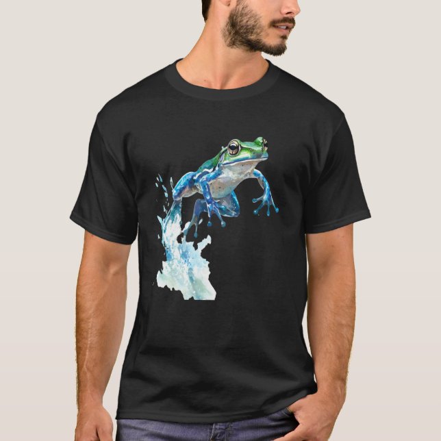 Camiseta Rana saltando, agua salpicando - Anfibio - Diverti (Anverso)