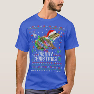 Camiseta Rana Santa Hat Animal Árbol de Navidad Luces Holid