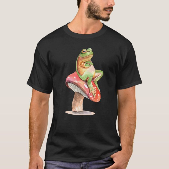 Camiseta Rana Sentada Sobre El Hongo De La Muñeca Rana Cute (Anverso)