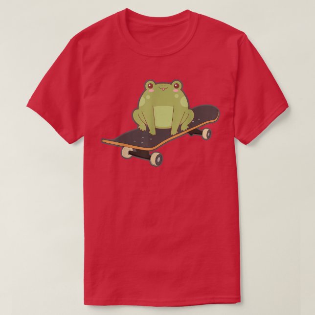 Camiseta Rana Skateboard Funny Kawaii Toad Jugando Japonés (Diseño del anverso)