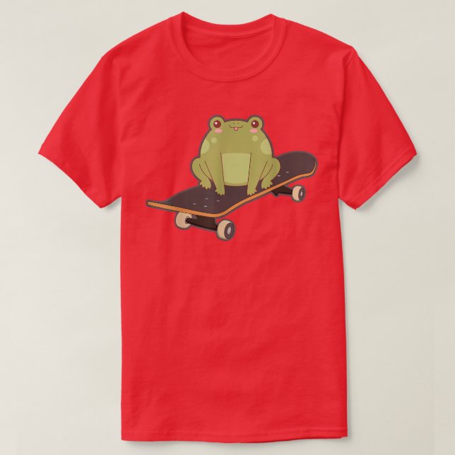 Camiseta Rana Skateboard Funny Kawaii Toad Jugando Japonés (Diseño del anverso)