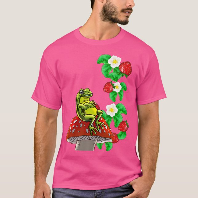 Camiseta Rana Sobre Las Fresas De Hongo Cute Naturaleza Ani (Anverso)