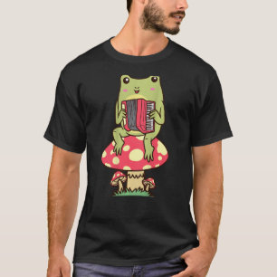 Camiseta Rana Sobre Un Acordeador De Acordeón De Setas