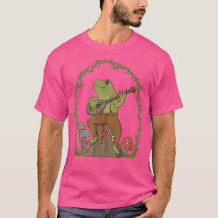Camiseta Rana Tocando Guitarra En Mushroom Log Cottagecore