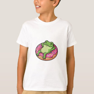 Camiseta Rana tranquila relajándose en donut rosa con sprin