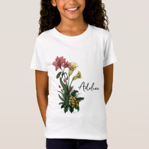 Camiseta Rana tropical cutánea y arte botánico floral lirio