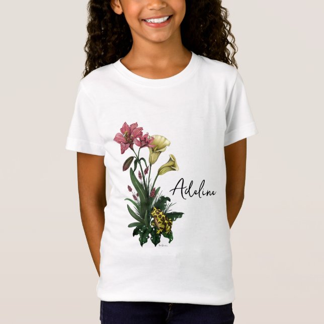 Camiseta Rana tropical cutánea y arte botánico floral lirio (Anverso)