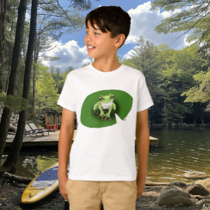 Camiseta Rana Verde Americana en hoja de nenúfar