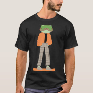 Camiseta Rana verde en patineta con bigote