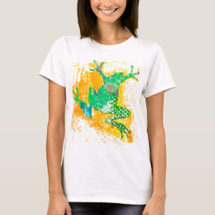 Camiseta Rana verde linda moderna de la acuarela