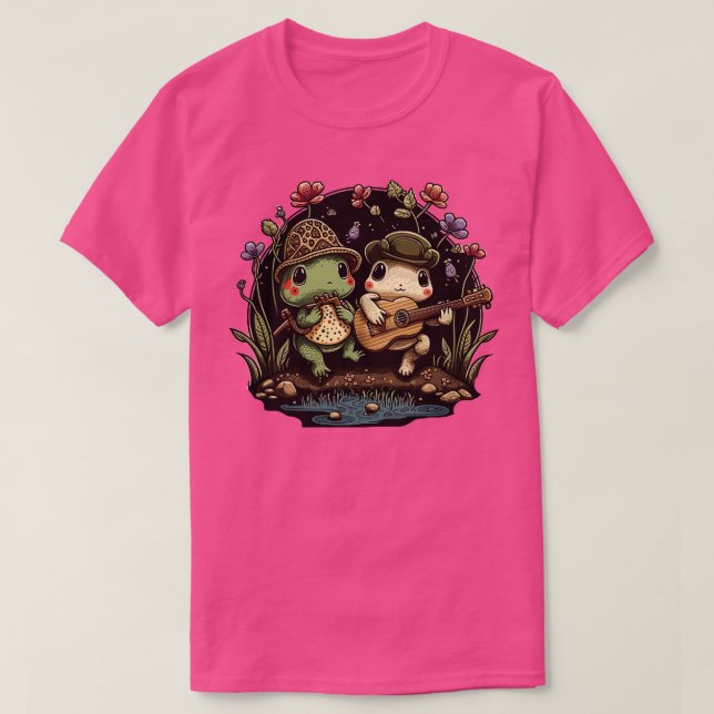 Camiseta ranas estéticas tocando música (Diseño del anverso)
