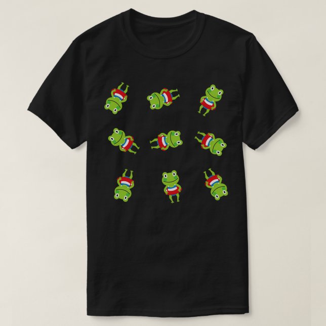 Camiseta Ranas giratorias en Ilustracion de ropa de baño (Diseño del anverso)