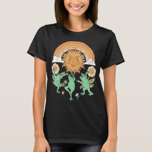 Camiseta Ranas Indie Groovy Hippie Vintage de 70 Danzando e