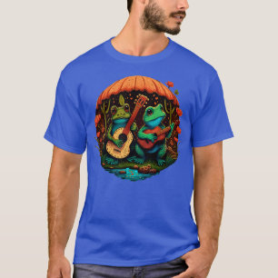 Camiseta ranas lindas estéticas tocando ukelele en hongos