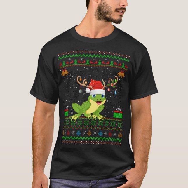 Camiseta Ranas Lover Reindeer Santa Hat Pareja Rana Fea (Anverso)