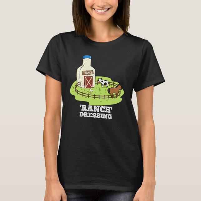 Camiseta Rancho Vestido Gracioso Pun de Comida Oscuro BG (Anverso)