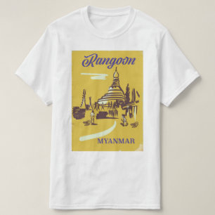 Camiseta Rangoon Myanmar vintage travel poster
