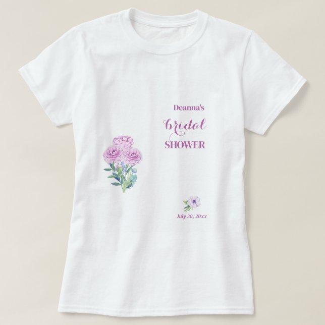 Camiseta Ranunculus Full Personalizable Bridal Shower (Diseño del anverso)