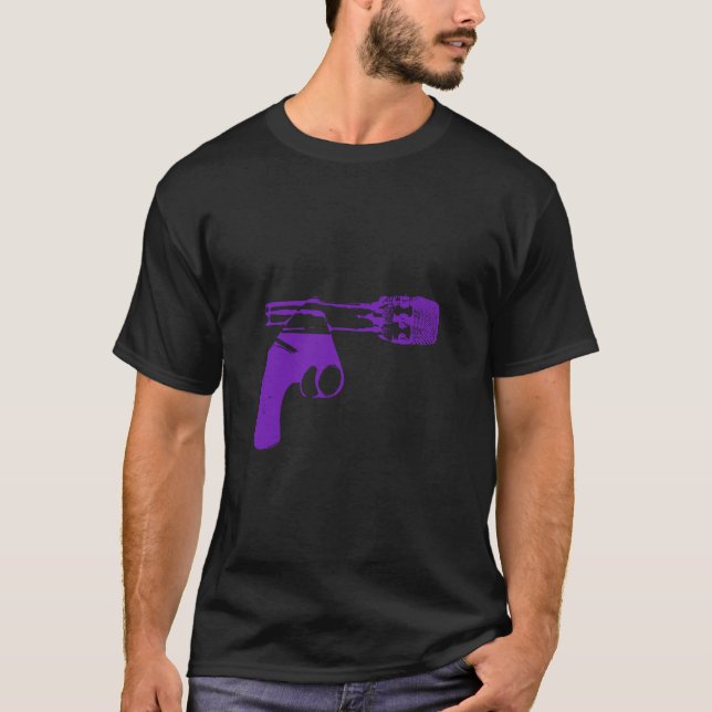 Camiseta Rap Microphone Gun Street Art In Royal Purple (Anverso)