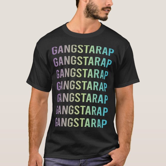 Camiseta Rap morado azul de gangsta (Anverso)