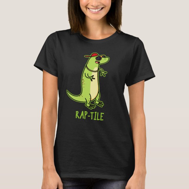 Camiseta Rap-tile Funny Reptile Lizard Pun Dark BG (Anverso)