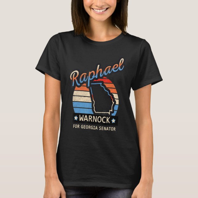 Camiseta Raphael Retro Sunset Warnock Para Georgia Senador (Anverso)
