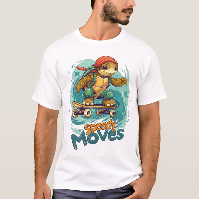 Camiseta Rápido mueve el Skateboarding Turtle Design - Dive (Anverso)