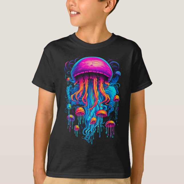Camiseta Rapsodia colorida: medusas en armonía cósmica (Anverso)
