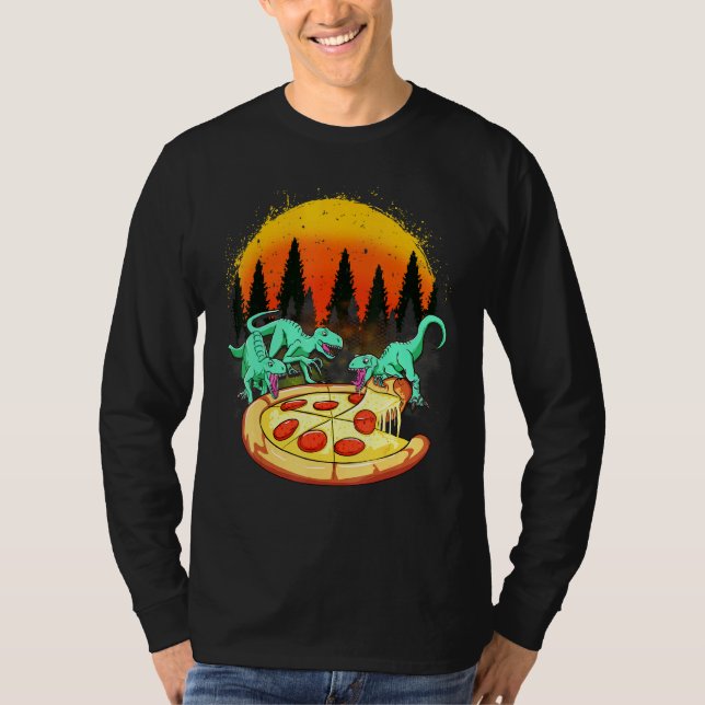 Camiseta Raptor Dinosaur Comer Pizza (Anverso)