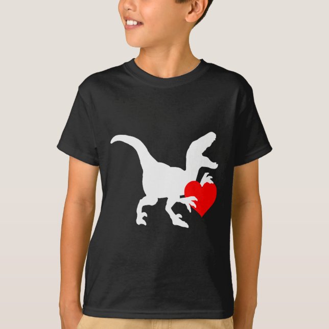 Camiseta Raptor Love Valentines Day Gift Dino Raptor Heart  (Anverso)