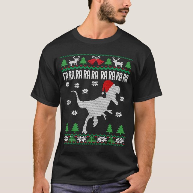 Camiseta Raptor Santa Hat Velociraptor Dinosaurio Feo Chris (Anverso)