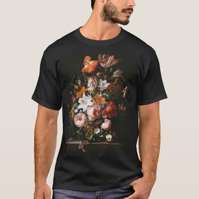 Camiseta Raquel Ruysch - flores en un florero de cristal (Anverso)