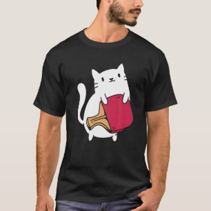 Camiseta Raqueta de Ping Pong Damas Gato Jugador de Tenis d