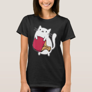Camiseta Raqueta de Ping Pong Damas Gato Jugador de Tenis d