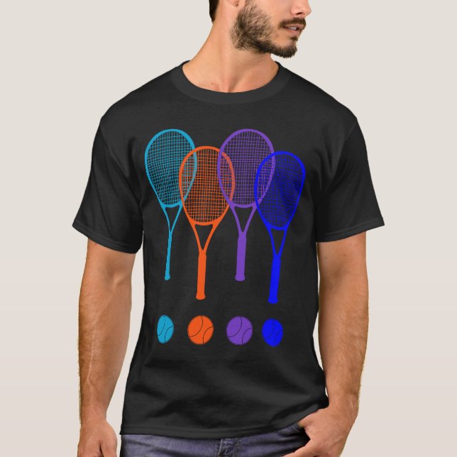 Camiseta Raqueta De Tenis Y Jugador De Juego De Balas Hombr (Anverso)