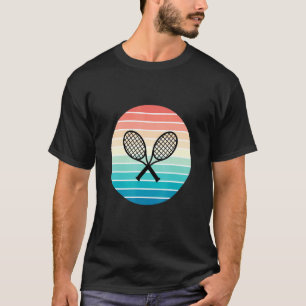Camiseta Raquetas De Tenis Cruzadas Estilo Retro Sunset Par