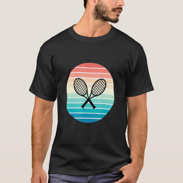 Camiseta Raquetas De Tenis Cruzadas Estilo Retro Sunset Par (Anverso)