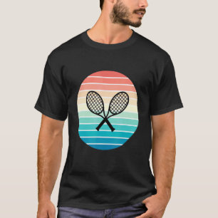 Camiseta Raquetas De Tenis Cruzadas Estilo Retro Sunset Par