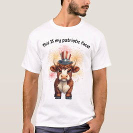 Camiseta Rara gruñida cara patriótica vaca de tierras altas