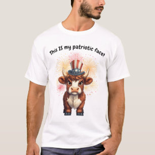 Camiseta Rara gruñida cara patriótica vaca de tierras altas
