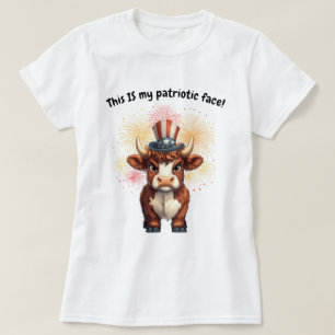 Camiseta Rara gruñida cara patriótica vaca de tierras altas